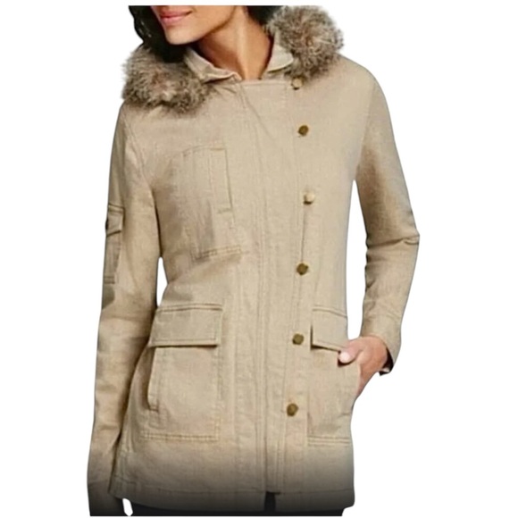 CAbi Nanook Faux Fur Trim Jacket Tan - Picture 2 of 9